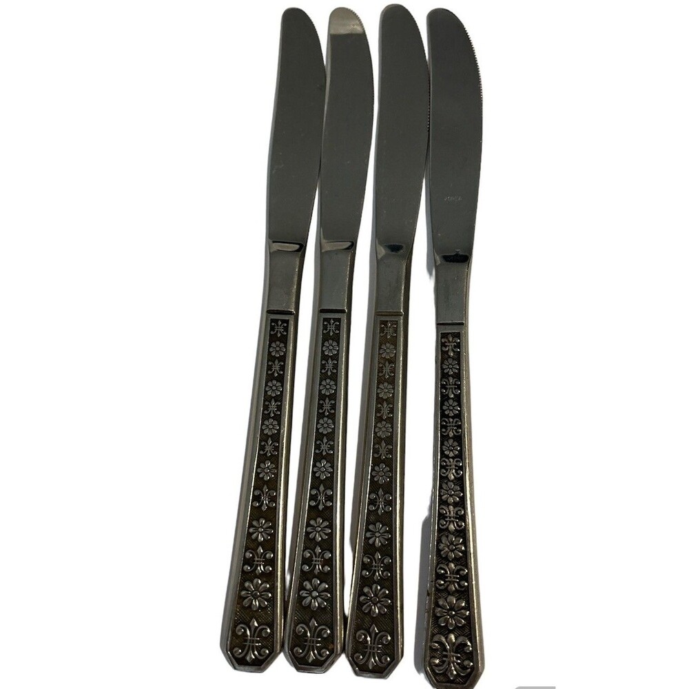 interpur Florenz Stainless Steel 8 Petal Flower Flatware Knives Set Of 4